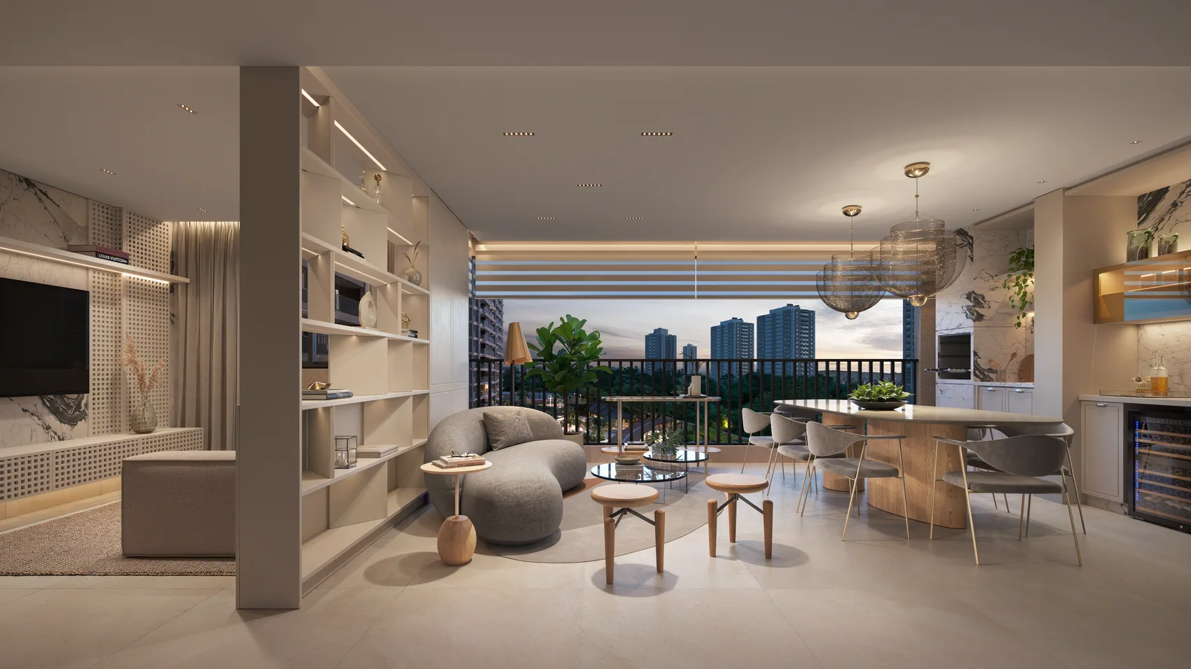 Living do apartamento decorado, interiores por Ivan Grande