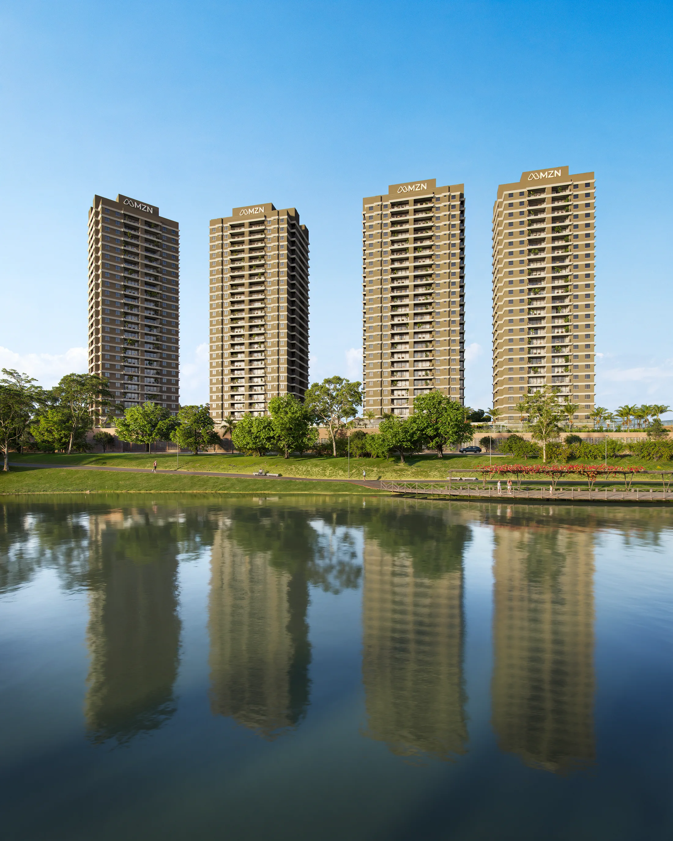 Fachada do Paradizzo refletida no lago