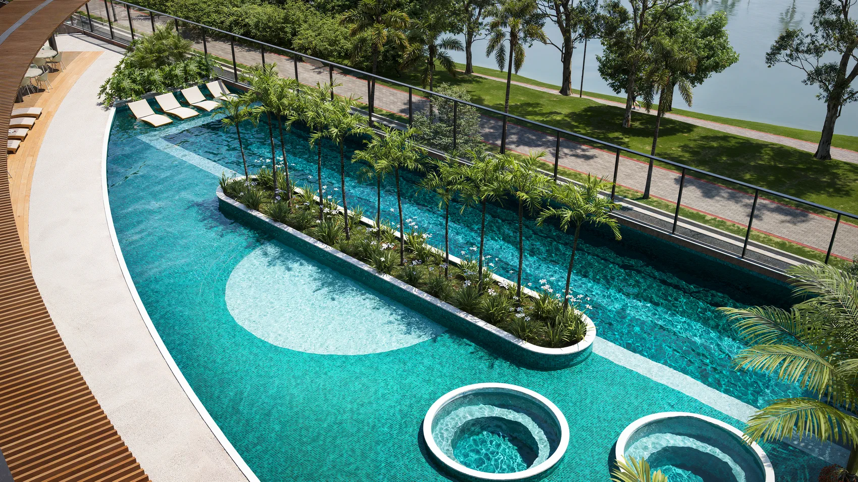 Piscina com vista panorâmica para o Parque Cascavel